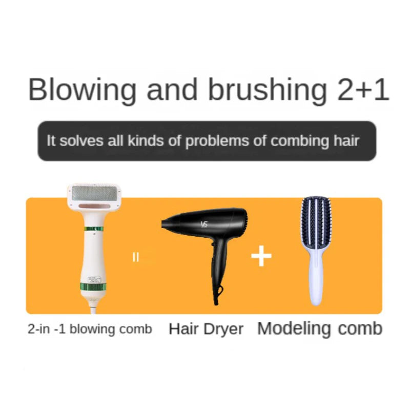 2-In-1 Pet Dog Dryer Quiet Dog Hair Dryers and Comb Brush Grooming Kitten Cat Hair Comb Puppy Fur Blower Low Noise Temprature