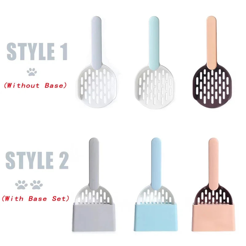 Cat Litter Scoop Plastic Cat Litter Shovel with Base Self Cleaning Cat Litter Box Shovel Kitten Toilet Clean Tools Cat Supplies