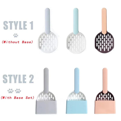 Cat Litter Scoop Plastic Cat Litter Shovel with Base Self Cleaning Cat Litter Box Shovel Kitten Toilet Clean Tools Cat Supplies